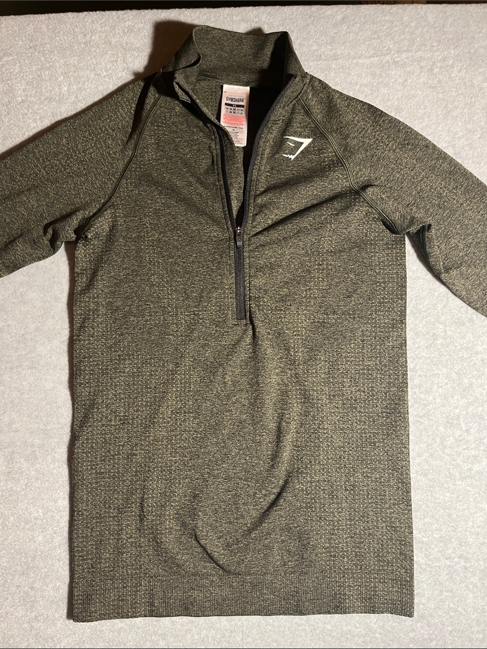 Gymshark Olive Green Women's Muscle Tee Half-Zip Long Sleeve
